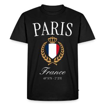 Couronne des armoiries Paris France – Souvenir de voyage - T-shirt Premium bio Homme - noir - Devant - Nico (187cm)