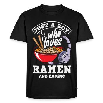 Garçon adore les ramen et les casques de gaming - T-shirt Premium bio Homme - noir - Devant - Nico (187cm)