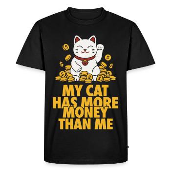 Mon chat a plus d’argent que moi - T-shirt Premium bio Homme - noir - Devant - Nico (187cm)