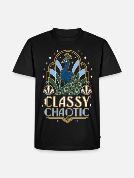 Classy Chaotic Pfau Art Deco - Männer Premium Bio T-Shirt - Schwarz