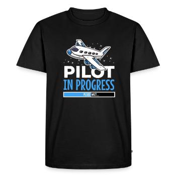 Gift for Student Pilot – Pilot in Progress Motif - Men's Premium Organic T-Shirt - black - Front - Nico (187cm)