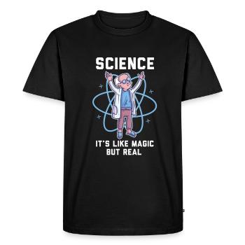 Science: The True Magic of Life - Men's Premium Organic T-Shirt - black - Front - Nico (187cm)