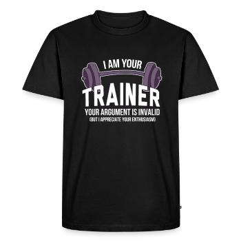 Your coach: No excuses, only results - Men's Premium Organic T-Shirt - black - Front - Nico (187cm)