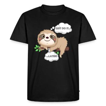 Just do it later | Sloth chilling gift idea - Men's Premium Organic T-Shirt - black - Front - Nico (187cm)