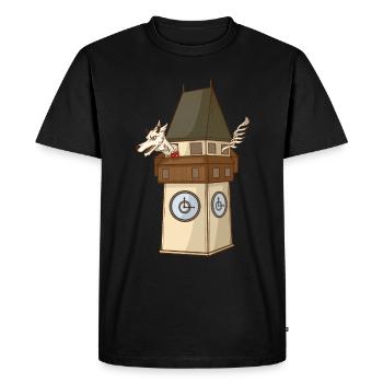 Styrian Panther at the Graz Clock Tower – Styria - Men's Premium Organic T-Shirt - black - Front - Nico (187cm)