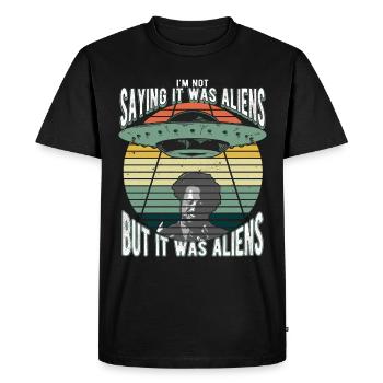 Humorous alien mystery for science fiction - Men's Premium Organic T-Shirt - black - Front - Nico (187cm)