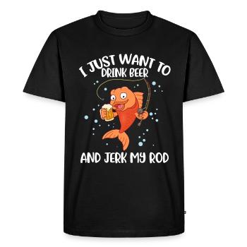 Buvez de la bière et secouez mon cadeau de pêche à la canne - T-shirt Premium bio Homme - noir - Devant - Nico (187cm)