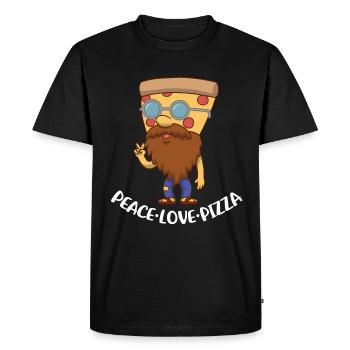 Peace Love Pizza Pizza Cadeau - T-shirt Premium bio Homme - noir - Devant - Nico (187cm)