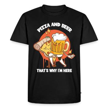 Cadeau de pizza à la bière et à la pizza - T-shirt Premium bio Homme - noir - Devant - Nico (187cm)