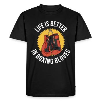 Life Is Better In Boxing Gloves Kickboxing Gift - Men's Premium Organic T-Shirt - black - Front - Nico (187cm)