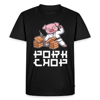 Pork Chop Karate Gift - Men's Premium Organic T-Shirt - black - Front - Nico (187cm)