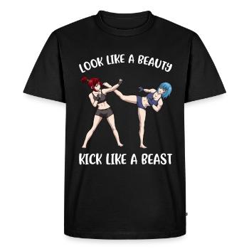 Kick Like A Beast Kickboxing Gift - Men's Premium Organic T-Shirt - black - Front - Nico (187cm)