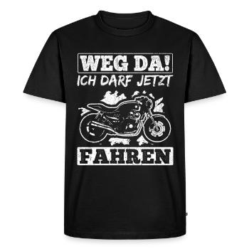 Motorrad Führerschein - Weg Da Ich Darf Jetzt Fahr - Männer Premium Bio T-Shirt - Schwarz - Vorne - Nico (187cm)