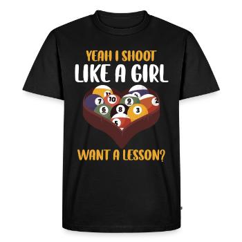 Je tire comme un cadeau de billard de fille - T-shirt Premium bio Homme - noir - Devant - Nico (187cm)