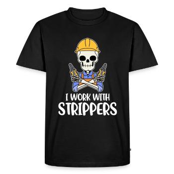Je travaille avec des strip-teaseuses Electrician Gift - T-shirt Premium bio Homme - noir - Devant - Nico (187cm)