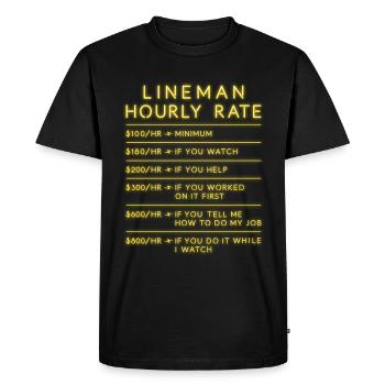 Lineman Tarif horaire Cadeau électricien - T-shirt Premium bio Homme - noir - Devant - Nico (187cm)