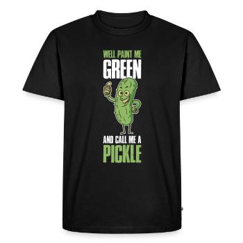 Well Paint Me Green Cucumber Gift - Men's Premium Organic T-Shirt - black - Front - Nico (187cm)
