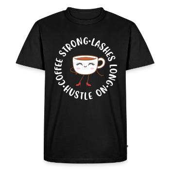 Café Strong Lashes Long Makeup Artist Cadeau - T-shirt Premium bio Homme - noir - Devant - Nico (187cm)