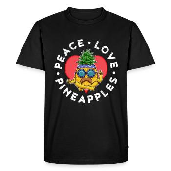 Peace Love Pineapples Pineapples Pineapple Gift - Men's Premium Organic T-Shirt - black - Front - Nico (187cm)