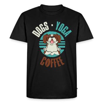 Chiens Yoga Café Yoga Cadeau - T-shirt Premium bio Homme - noir - Devant - Nico (187cm)