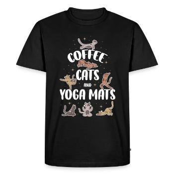 Coffee Cat And Yoga Mats Yoga Gift - Men's Premium Organic T-Shirt - black - Front - Nico (187cm)