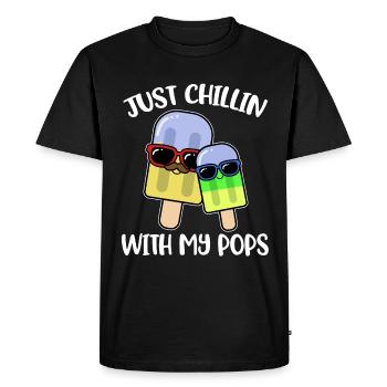 Just Chillin With My Pops Ice Cream Gift - Men's Premium Organic T-Shirt - black - Front - Nico (187cm)