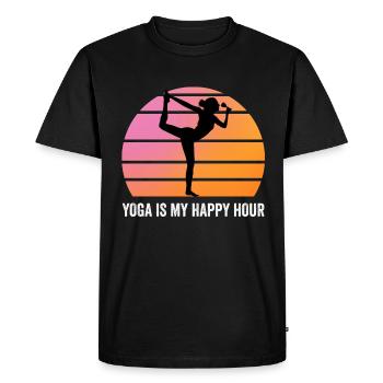 Yoga Is My Happy Hour Yoga Gift - Men's Premium Organic T-Shirt - black - Front - Nico (187cm)