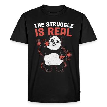 La lutte est un vrai cadeau d’ours panda panda - T-shirt Premium bio Homme - noir - Devant - Nico (187cm)