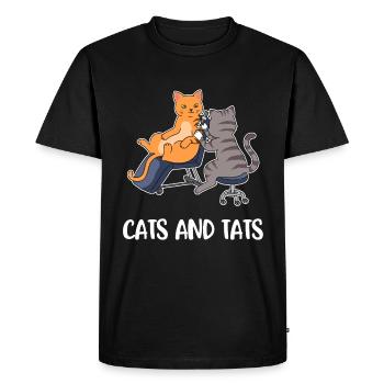 Chat Et Tats Tatouage Cadeau - T-shirt Premium bio Homme - noir - Devant - Nico (187cm)