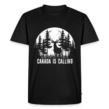 Canada Is Calling - Kanada Elch Elk Backpacker Wan - Männer Premium Bio T-Shirt - Schwarz - Vorne - Nico (187cm)