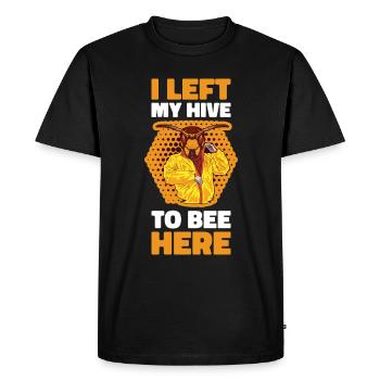 I Left My Hive To Bee Here Bees Gift - Men's Premium Organic T-Shirt - black - Front - Nico (187cm)