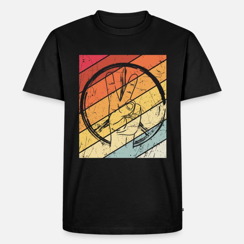 Friedenszeichen - Peace Frieden - Männer Premium Bio T-Shirt - Schwarz
