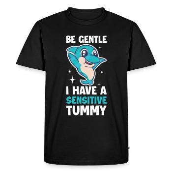 I Have A Sensitive Tummy Dolphin Gift - Men's Premium Organic T-Shirt - black - Front - Nico (187cm)
