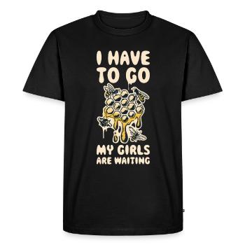 I Have To Go My Girls Are Waiting Bees Gift - Men's Premium Organic T-Shirt - black - Front - Nico (187cm)