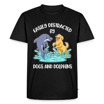 Distracted By Dogs And Dolphins Dolphin Gift - Men's Premium Organic T-Shirt - black - Front - Nico (187cm)