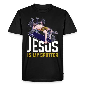 Jesus Is My Spotter Jesus Gift - Men's Premium Organic T-Shirt - black - Front - Nico (187cm)