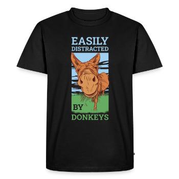 Facilement distrait par des ânes Ânes Donkeys Cadeau d’âne - T-shirt Premium bio Homme - noir - Devant - Nico (187cm)