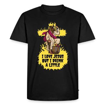 J’aime Jésus mais je bois un petit cadeau de Jésus - T-shirt Premium bio Homme - noir - Devant - Nico (187cm)