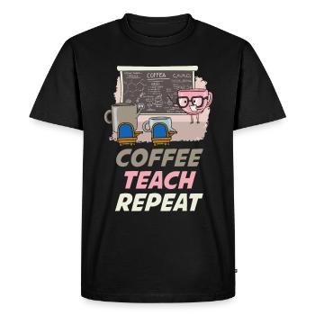 Coffee Teach Repeat Teacher Gift - Men's Premium Organic T-Shirt - black - Front - Nico (187cm)