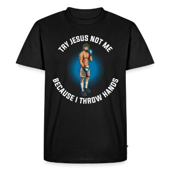Try Jesus Not Me Jesus Gift - Men's Premium Organic T-Shirt - black - Front - Nico (187cm)