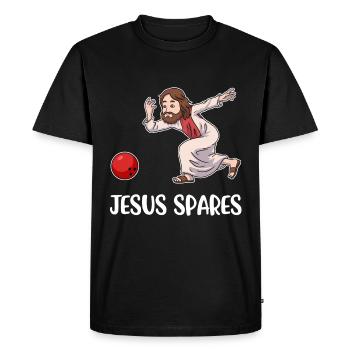 Jésus épargne le bowling Jésus Cadeau - T-shirt Premium bio Homme - noir - Devant - Nico (187cm)