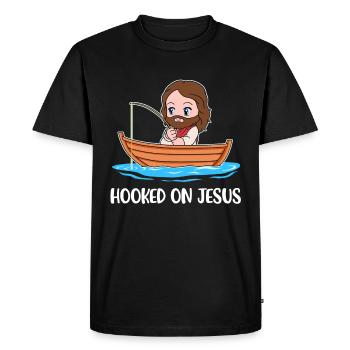 Accro au don de Jésus Jésus - T-shirt Premium bio Homme - noir - Devant - Nico (187cm)