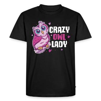 Crazy Owl Lady Owl Cadeau - T-shirt Premium bio Homme - noir - Devant - Nico (187cm)