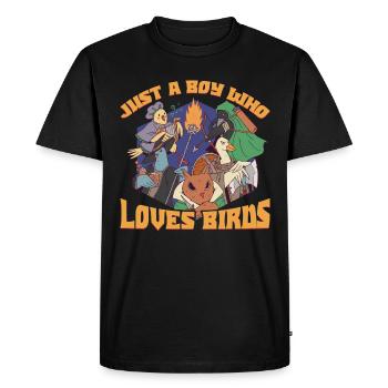 Just A Boy Who Loves Birds Bird Gift - Men's Premium Organic T-Shirt - black - Front - Nico (187cm)