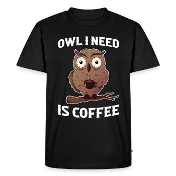 Cadeau Coffee Owl Owl - T-shirt Premium bio Homme - noir - Devant - Nico (187cm)