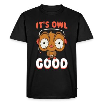Son cadeau Owl Good Owl - T-shirt Premium bio Homme - noir - Devant - Nico (187cm)
