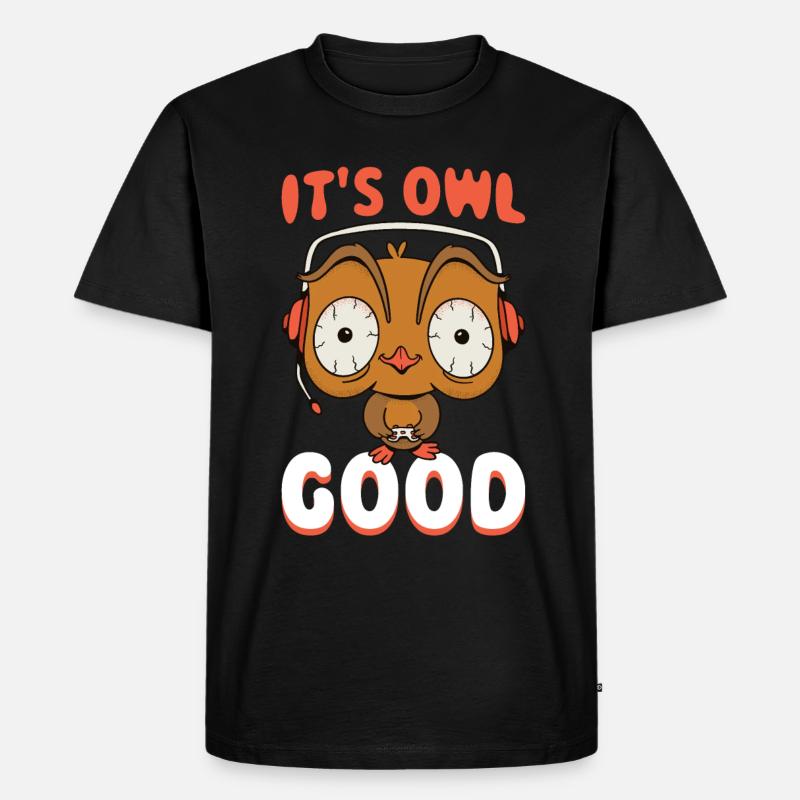 Its Owl Good Eule Geschenk - Männer Premium Bio T-Shirt - Schwarz