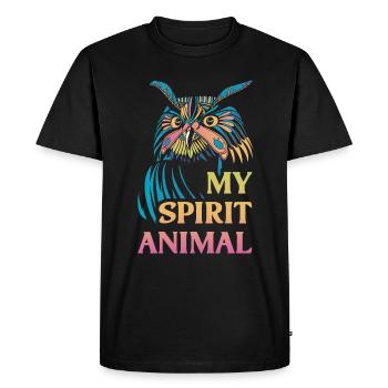 Owl Spirit Animal Owl Cadeau - T-shirt Premium bio Homme - noir - Devant - Nico (187cm)