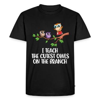 J’enseigne aux hiboux les plus mignons Hiboux Hiboux Cadeau - T-shirt Premium bio Homme - noir - Devant - Nico (187cm)