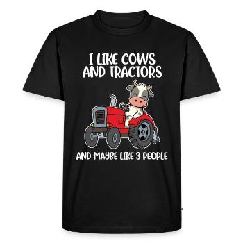 Vache et tracteurs Cadeau de vache - T-shirt Premium bio Homme - noir - Devant - Nico (187cm)